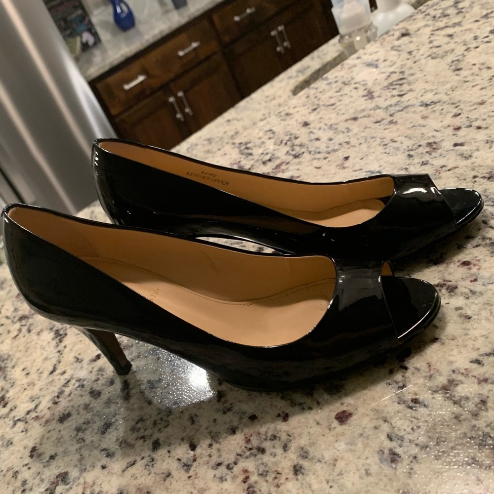 J.Crew Black Patent Peep Toe Pumps